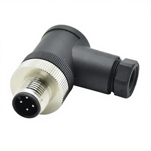 ขั้วต่อกันน้ำ M12 คุณภาพสูง IP67 แบบตัวผู้ ขั้วต่อ M12 รหัส A 4 ขา แบบมุมฉาก - Product Image 1