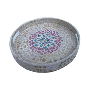 Ratán de forma ovalada de alta calidad con bandejas para servir nácar con varios colores - Product Image 1