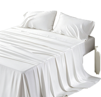 Parure de draps 4 pièces en fibre de bambou, rafraîchissante, soyeuse, poches profondes, tissage uni, pour maison et hôtel