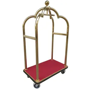 C001 Hotel Bellman's Crown Luggage Trolley Golden 4 Wheel Crown Head Hospitality Supplies Luggage Cart