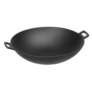 Utensilios de Cocina de Hierro Fundido Antiadherentes de Diseño Clásico, <span class=keywords><strong>Wok</strong></span> de Hierro Fundido Precurado con Doble Asa para Cocinar en Casa - Product Image 3