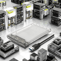 Box esterno trasparente per HDD da 2,5 pollici USB 3.0 SATA, custodia per disco rigido senza attrezzi, box esterno USB 3.0 SATA per HDD da 2,5 pollici