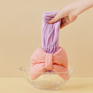 ผ้าขนหนูเชือกผูกผมชูฮุย 29X24 ซม. ผ้าขนแกะปะการัง ขนาดเด็ก หมวกเช็ดผมดูดซับน้ำ สำหรับเด็กผู้หญิง ใช้สำหรับอาบน้ำเด็ก - Product Image 2