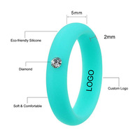 En stock, prêt à être expédié, alliance en silicone sertie de diamants, 5 mm de large