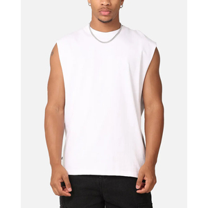 Camiseta Deportiva Oversize de Algodón 100% para Hombre, Estilo Streetwear, Sin Mangas, Transpirable, Tejida, con Estampado Floral Personalizado - Product Image 1