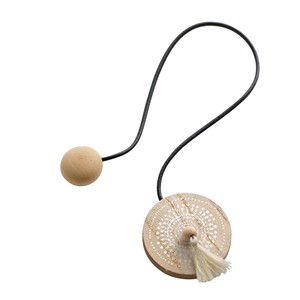 Supports de rideaux magnétiques bohèmes ronds L 5CM en bambou/bois imprimé blanc, installation facile, Italie - Product Image 1