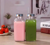 Botol air jus kaca persegi botol minum kaca botol minuman bouteille de juus botol minuman kaca grosir
