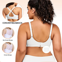 Sujetador sin costuras para mujer, con cobertura total, cuello en V, tirantes ajustables, copas acolchadas, diseño de una pieza, realce natural, comodidad durante todo el día