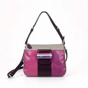 Bolso bandolera para mujer con diseño de bloques de color, bolsillo frontal a rayas, correa ajustable, bolso de gran capacidad - Product Image 2
