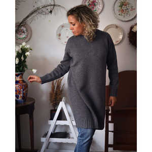 Heyfoo Pure Wool Grey <b>Dress</b> Sweater Casual Bodycon A-Line Strapless Neckline Knitted <b>Maxi</b> Print Solid Pattern <b>Short</b> Sleeves - Product Image 3