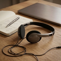 Casque audio supra-auriculaire filaire léger en gros avec prise jack 3,5 mm, casque stéréo pour téléphone portable et voyage, contrôle par bouton