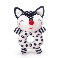 Jouet en peluche douce pour nouveau-né, clochettes à main, jouets pour bébé avec clochettes sonores, motifs renard et éléphant noir et blanc