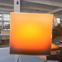 Cadre lumineux mural LED en acrylique rétroéclairé, effet dégradé coucher de soleil, pour affichage artistique, avec effet d'aurora dorée