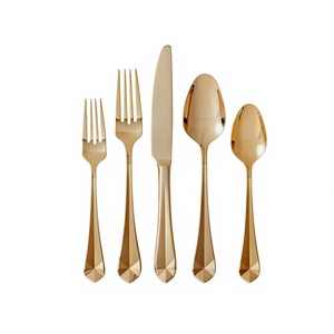 Ensemble de couverts en acier inoxydable écologique, design diamanté, avec poignée, idéal pour les mariages et les cadeaux d'affaires – Meilleures ventes - Product Image 1