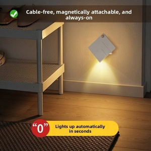 Newest LED Indoor Wall Lamp USB Rechargeable Smart Human Sensor Night <b>Light</b> with ABS Material White/Black Shade for Bedroom - Product Image 1