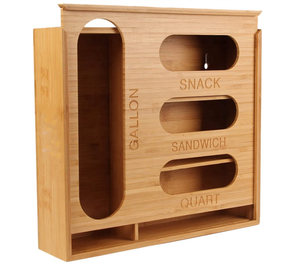 Factory Supply Bamboo Kitchen Drawer Organizer Food Storage Bag Organizer for Drawer