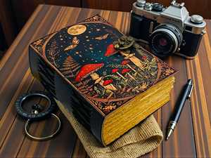 Carnet en cuir motif champignon avec papier fait main à bords festonnés, cadeau personnalisé, livre de sorts vierge, livre des ombres, cadeau Wiccan païen pour lui - Product Image 6