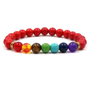 Yumfeel — <span class=keywords><strong>Bracelet</strong></span> en perles multicolores naturelles, en pierre volcanique noire, diffuseur des <span class=keywords><strong>7</strong></span> <span class=keywords><strong>chakras</strong></span>, vente en gros - Product Image 4