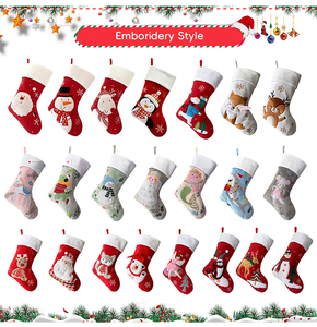 BSCI Factory Custom Burgundy Xmas Stocking Plush Fluffy Cuff Embroidery <strong>Christmas</strong> Stockings for Fireplace Decoration - Product Image 6