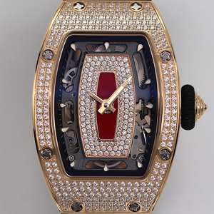 Montre-bracelet chronographe automatique ultra-mince squelette pour femme, personnalisée, en moissanite 0701, avec diamants, modèle Victory Podium - Product Image 2