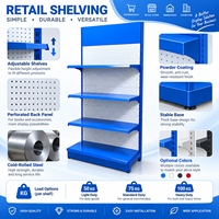 Étagère murale métallique robuste à panneau perforé simple face pour supermarché, gondole, présentoir de magasin d'alimentation, unité de présentation ajustable pour la vente au détail