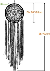 Merletto fatto a mano Boho appesa ornamento personalizzato arazzo da parete arte macramè uncinetto nero grandi <span class=keywords><strong>acchiappasogni</strong></span> per adulti e bambini - Product Image 2