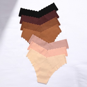 Sharicca 7 Couleurs Culotte Femme Sans Couture en Soie Glacée Taille Haute Ondulée Bikini - Product Image 3