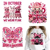 Stiker Transfer Panas DTF Motif Benang Palsu Pink Coquette Halloween Kanker Payudara, Dapat Dicuci, Siap Dipres untuk Pakaian