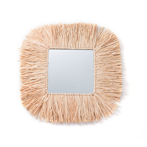 <b>Square</b> Raffia <b>Mirror</b> Aluminum Lens Framed Decorative Wall <b>Mirror</b> For Home Studio Homestay - Product Image 4