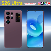 Smartphone S26 Ultra Shenzhen 7,3 pouces 90Hz Android 15 16 Go 1 To 108 MP 8800 mAh Deca Core 5G Double SIM Carte TF Face ID GPS Métal