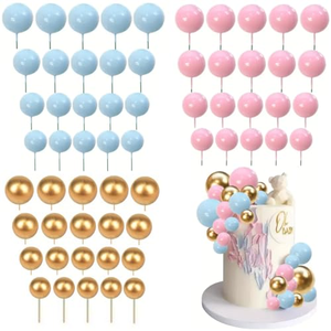 20 pièces en gros, décorations de gâteau d'anniversaire en forme de boules dorées, mini-ballons en mousse pour la décoration de gâteaux - Product Image 1