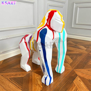 Abstrait gorille King Kong oeuvre dessin animé sculpture galvanisée chrome fluide <span class=keywords><strong>peinture</strong></span> exposition d'art - Product Image 4
