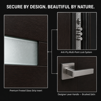 Porte d'entrée moderne anti-effraction avec insert en verre dépoli et finition bois pour maison, villa, appartement – Vente en gros directe usine