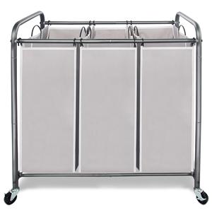 3 Section Laundry Sorter 3 Bag Laundry Hamper <b>Cart</b> with Heavy Duty Rolling Lockable Wheels and Removable Bags Laundry Organizer - Product Image 1