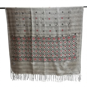 Women Ethnic Shawl <b>Wool</b> <b>Wrap</b> Striped Floral Border Tassel Winter Scarf Warming Skin-Friendly Custom Logo - Product Image 6