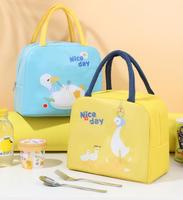 Tas Makan Siang Berinsulasi dengan Ritsleting, Lapisan PEVA Oxford, Desain Lucu untuk Siswa Sekolah Dasar & Pekerja Kantoran