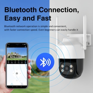 Caméra WiFi PTZ pour entreprise à domicile, CMOS 720P HD, vision nocturne couleur, détection de mouvement, carte SD, cloud, IP66 étanche, 2MP H.265 - Product Image 1