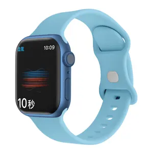 Qifei pulseira de relógio para apple, nova pulseira de cor sólida de silicone com trava borboleta iwatch