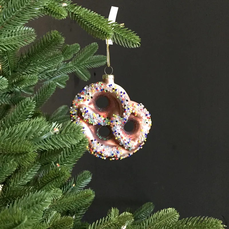 クリスマスの休日の装飾のためのガラスドーナツクリスマス置物装飾ドーナツガラス装飾品