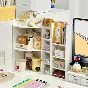 Multi Tiered Corner <b>Desktop</b> <b>Shelf</b> 3 Floors Standing Type Office Organizer For Books And Stationery - Product Image 3