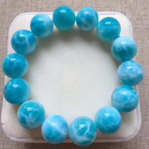 Bracciale in pietra con grana di mare in giada dominicana naturale braccialetto di cristallo blu con perline - Product Image 6