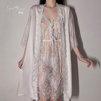 Pyjama long respirant à lacets Rose, grande taille, nuisette à bretelles, robe de chambre, peignoir, ensemble de tenue d'intérieur pour femme toutes saisons avec logo frontal