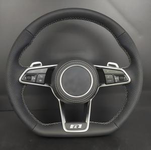 Volante de Cuero Perforado Personalizado con Base Plana y Botones Multifunción Compatible con Volkswagen Golf MK7 R <span class=keywords><strong>GTI</strong></span> Passat B8 Jetta CC - Product Image 1