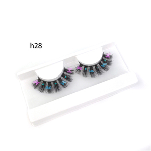 H24-pestañas de <span class=keywords><strong>2</strong></span> tonos de color, pestañas normales con etiqueta de color 3D, tira de seda de visón falso - Product Image 6