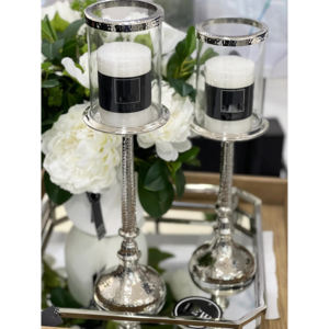 Portavelas de cristal de diseño elegante para decoración del hogar, portavelas de aluminio con votivo de cristal para boda - Product Image 1