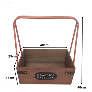 Grands paniers en bois brun modernes avec une longue poignée en métal pour les cadeaux <span class=keywords><strong>de</strong></span> saison, pour un <span class=keywords><strong>rangement</strong></span> soigné - Product Image 4