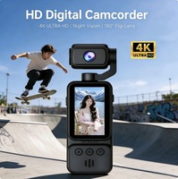 Caméra d'action portable 4K Ultra HD avec Wi-Fi, vision nocturne, objectif rotatif à 180 degrés, anti-tremblement, caméscope Vlog pour la randonnée et les voyages