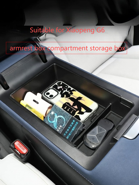 For 23-25 Xiaopeng G6 Storage Box, Center Console Storage, Wireless Charging, Dustproof Pad, Interior Modification Accessories