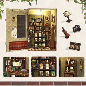 CuteBee Owl Bookstore Miniature DIY Wooden Dollhouse <b>Model</b> <b>Kit</b> For Teens And Adults - Product Image 2