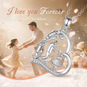 Regalo per la Festa del Papà Merryshine, Collana in Rame con Ciondolo a Cuore per Padre <span class=keywords><strong>e</strong></span> Figlia, Gioiello con Zirconia Cubica - Product Image 4